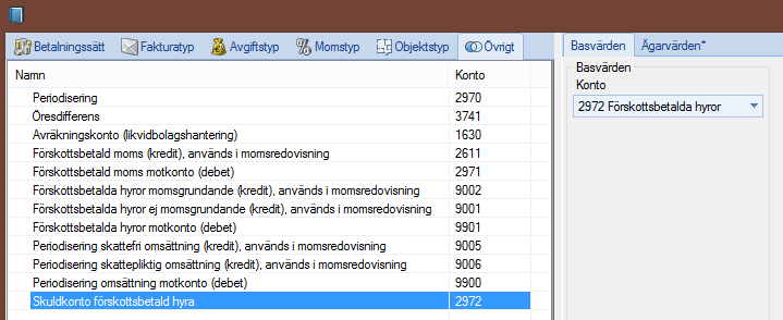 BOKFÖR FÖRSKOTTSBETALNING SOM SKULD Under Alternativ-Generellt har ytterligare en inställning tillkommit, "Boka förskottsbetalning som skuld" (avvikelse kan göras på ägarnivå).