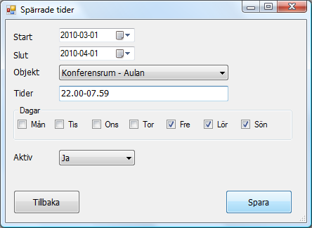 klicka på fliken spärrade tider för att ange ett område. Synkronisering Du som arbetar med flera kassor parallellt kan ibland behöva synkronisera uppgifter mellan kassorna.