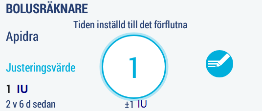 Bakgrundsärget på inmatningsknappen ändras till vitt för att indikera att informationen är inmatad. Notera att informationen i detta skede inte ännu har sparats.