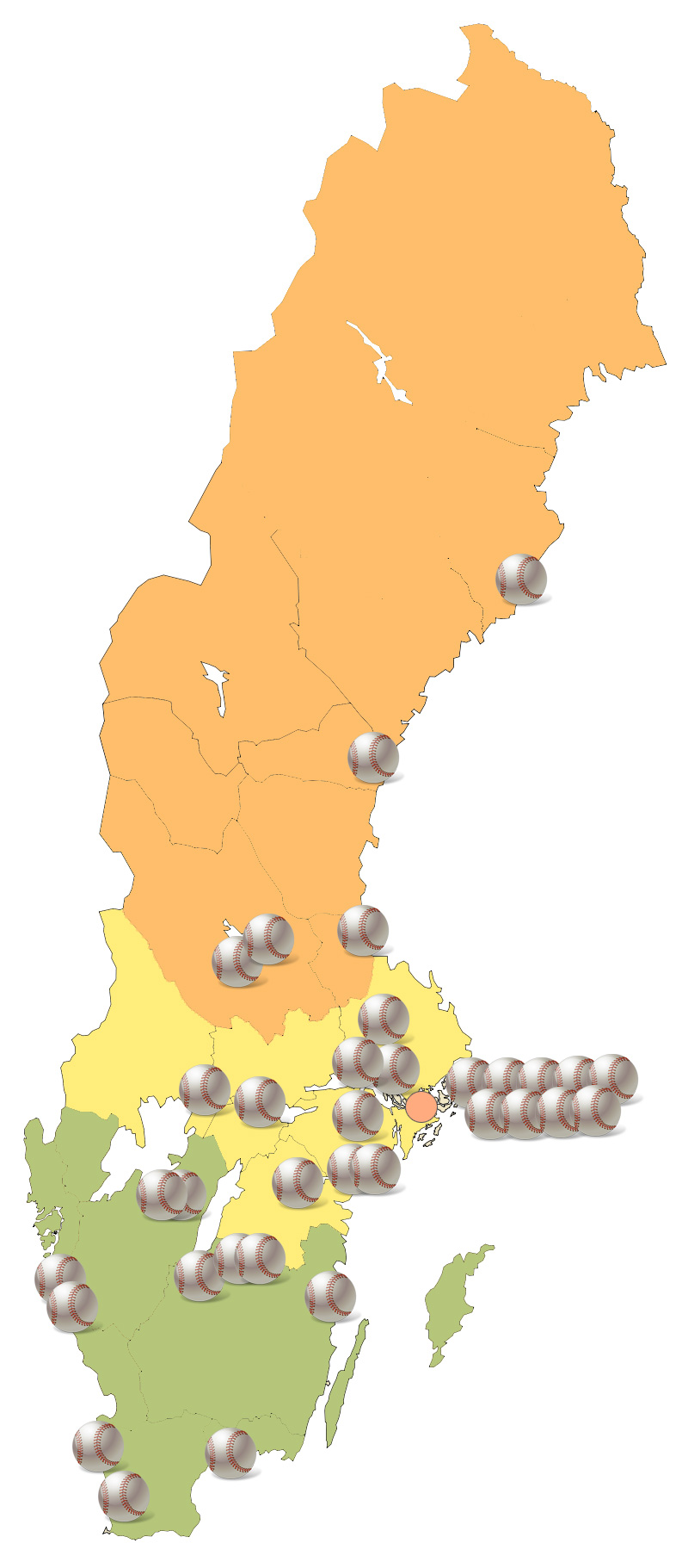 Sammanfattning Förbundsstyrelsen föreslår att SBSF förändrar sin SDF-struktur enligt följande: Norra Norrland, Mellersta Norrland, och Dalarna/Gävleborg slås samman till Norra Baseboll och Softboll