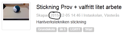 Ämne LPP:ns ämne registreras som stickning om detta är ett huvudämne (se ovan) i LPP:n, stickning och virkning om båda dessa är huvudämnen (se ovan) i LPP:n, eller virkning om detta är ett huvudämne