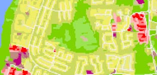 SCB 41 MI 12 SM 1002 Bild 1 visar exempel på tätortsgräns med omland. Omland har beräknats som en buffert på tre kilometer från tätortsgräns.