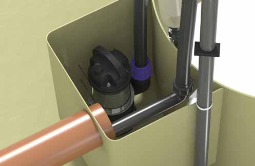 Installationsanvisning BAGA Easy 4. Rör- och komponentinstallation 1. Res automatikskåpet upp och fixera med bultarna.