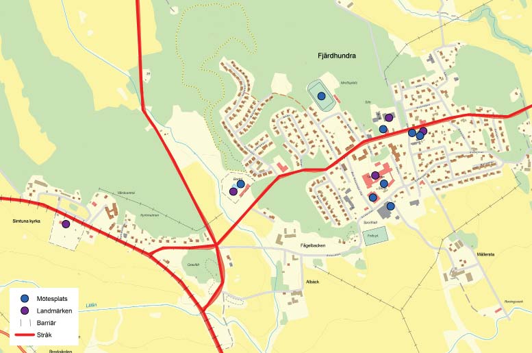 Karta 6. Fysiska strukturer på Fjärdhundrabygden.