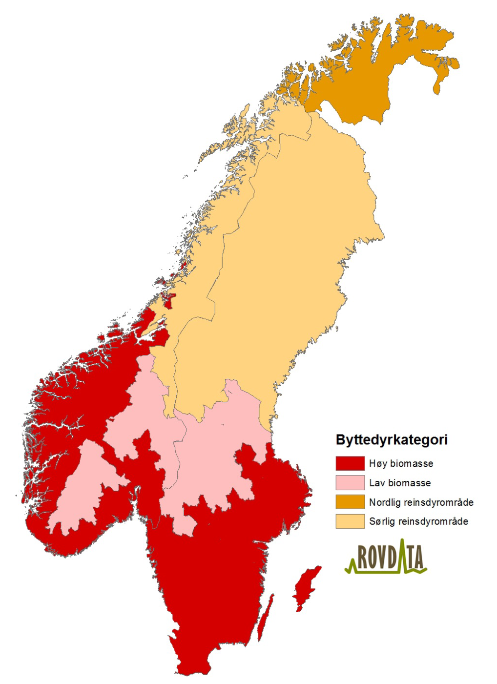 NINA Rapport 859 Figur 8. Lengden på avstandsreglene som brukes varierer med tettheten av store byttedyr.