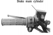 Kontrollera att spelet i bromsspaken är korrekt. Den hydrauliska skivbromsen är konstruerad för att arbeta med högt tryck.