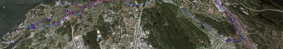 Resultatredovisning Insamlad data Av 20 cyklister avslutade 14 experimentet och samlade in 504 resor, vilket täckte 1722 km under 98 timmar (Bild 3).