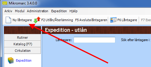 Skicka e-post- och SMS från Expeditionen Ikonerna för SMS och e-post i Expeditionen är synliga om låntagaren har ett registrerat mobilnummer och en angiven e-postadress, samt har angett att han vill