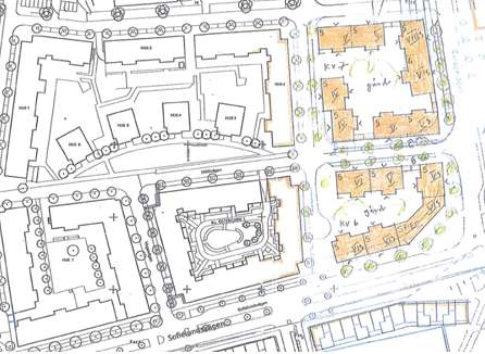 Bild 2. Ortofoto över markanvisningsområdet Bild 3. Föreslagen bebyggelse Skisserna i förslaget visar i stora drag projektets utformning.