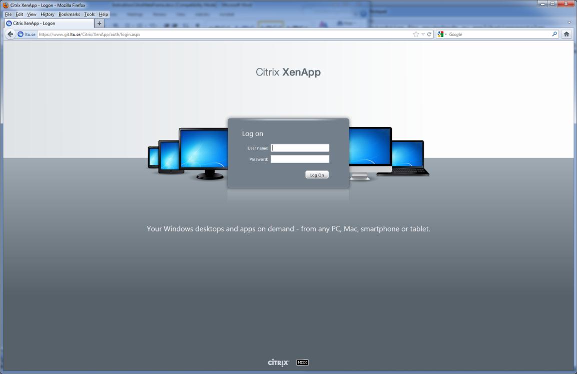 Ange Username och Password som du kvitterat ut via mail