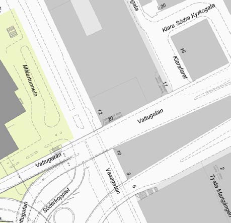 Koppling under Vattugatan VASAGATAN KLARA VÄSTRA KYRKOGATA CENTRALEN