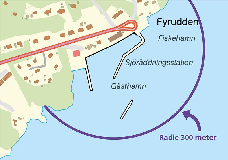 Bild 1. Gränser i vatten utanför Norrköpings hamn (röd linje) Bild2.