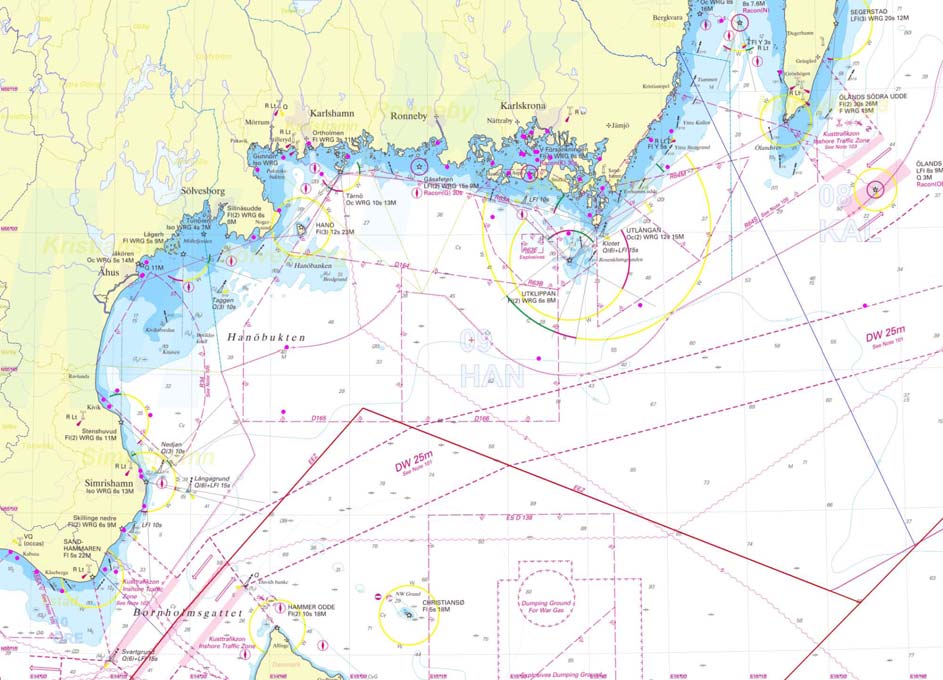 Hanöbuktens SAR område Karta 9: Hanöbuktens SAR område med markerade