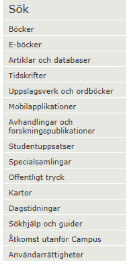 Väldigt användbar om du har en direkt referens till en bok eller artikel Snabb överblick över vad som finns skrivet i ditt ämne Du söker i flera databaser samtidigt Alla bibliotekets resurser är INTE