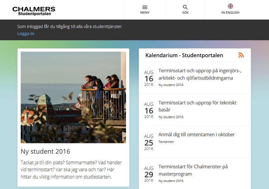 Studentportalen www.student.portal.chalmers.