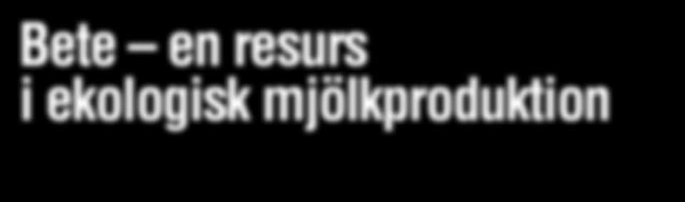 Bete en resurs i ekologisk mjölkproduktion Höga priser på kraftfoder och ett pressat grundpris på mjölk medför att betesdrift och foderstater med stora vallfodergivor blir mer och mer