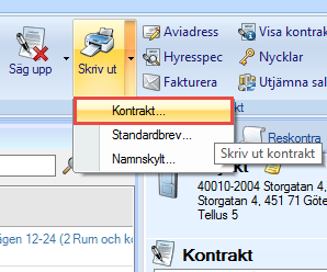 Detta görs antingen via menyn Grunddata-> Personregistret eller genom att klicka på personen/personerna som står på kontraktet, se bild nedan: För att skicka