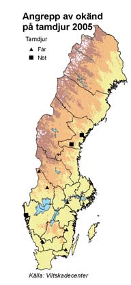 Figur 7. Rovdjursangreppens geografiska fördelning 2005.