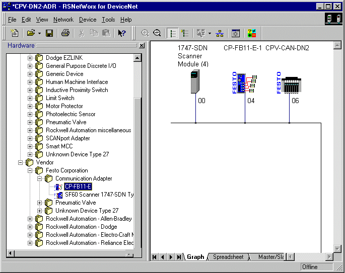2. Idrifttagning 1 1 Nod CP FB11 E i listan Hardware" Bild