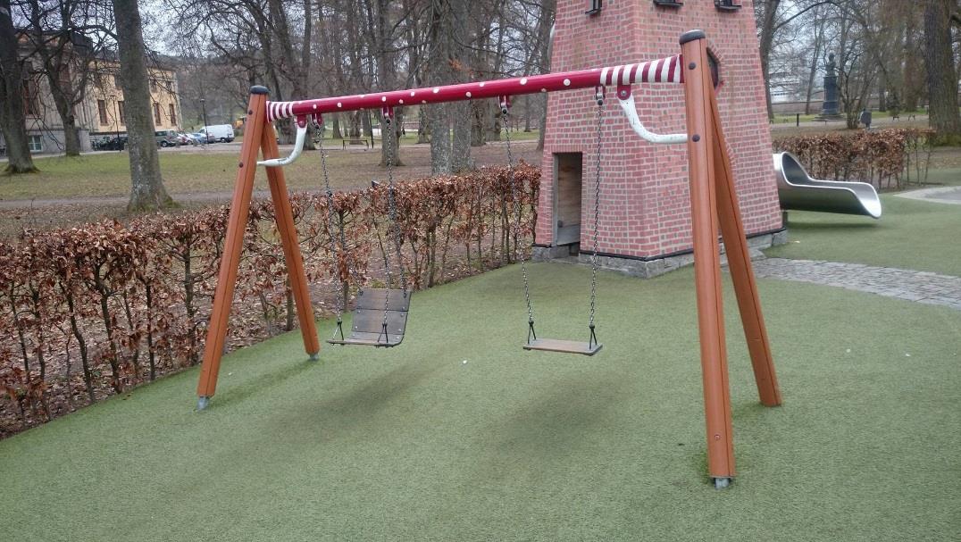 Bildpresentation Otillgängligt i Pelleparken: För att kunna brukas av barn med nedsatt balans behöver cyklarna även stöd för bålen.