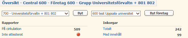 På fakturans tabeller i classic har rubriken Cmall ändrats till Refkod. Centralen I portalens central är det möjligt att numera via knapp Byt se andra centralgrupper än den man själv tillhör.