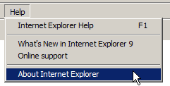 INTERNET EXPLORER För att se om krypteringen är korrekt: Klicka på Hjälp (frågetecknet) och välj Om Internet Explorer (About Inernet