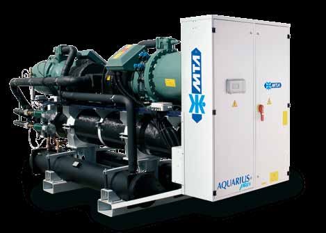 AQUARIUS plus Vätskekylda vätskekylare och värmepumpar med dubbla skruvkompressorer. Kylkapacitet 356-1225 kw, Värmekapacitet 400-1371 kw.