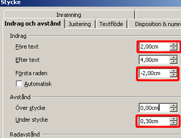 Markera texten Så här ställer du in cykeln Välj Teckensnitt Arial och storlek 14pt Klicka också på Fet Stå kvar i meningen Så här ställer du in cykeln Välj Format och Stycke igen.