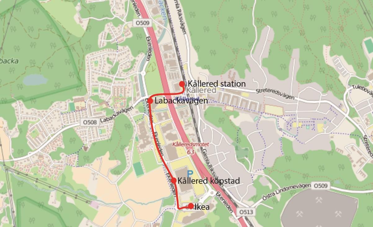 5.1.1 Måndag till fredag För att komplettera dagens kollektivtrafik och uppnå efterfrågad kapacitet föreslås ytterligare en linje.