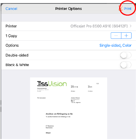 7. Skriva ut dokument Du kan skriva ut handlingar eller hela ärenden direkt från appen. OBS!