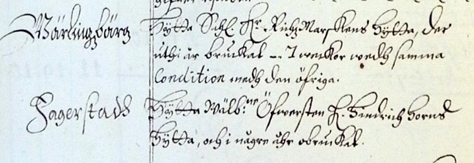 Intressant iakttagelse 1653 års Tackjärnstiondelängd. Värlingsberg; Hytta Sal.