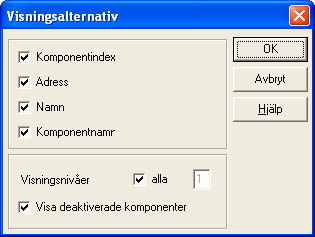 Första steg 3.2 Beskrivning av användargränssnittet Visningsalternativ med höger musknapp: Högerklicka på komponenten och välj aktion i snabbmenyn.