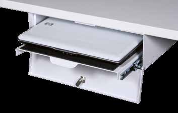 LAPTOPHÅLLARE LAPTOP BOX Låsbar låda med fällbar lucka, utdragbar skiva och uttag baktill för kablar. För laptop/ dockningsstation. Finns i två storlekar. mm. 866000-3 866000-1 866010-3 866010-1 B.
