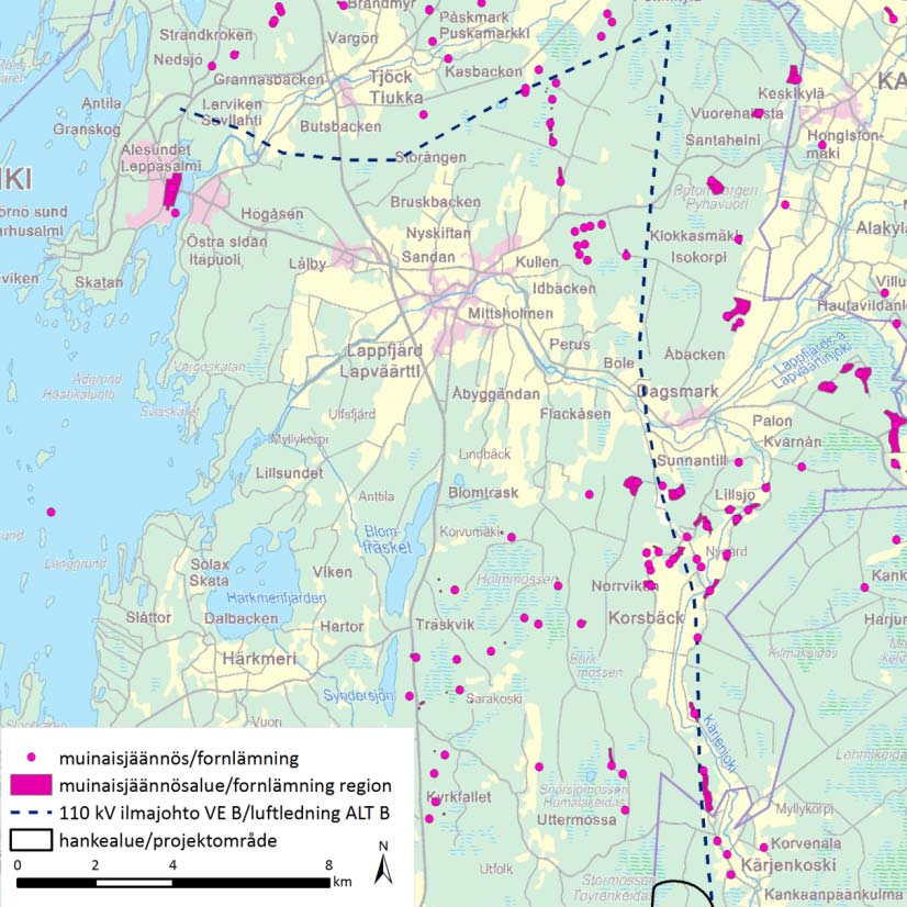 FCG DESIGN OCH PLANERING AB Mikonkeidas vindkraftspark 240 lösfynd från stenåldern, Stenbacka, som kan vara en större boplats (Seppä 2008). Bild 11.32.