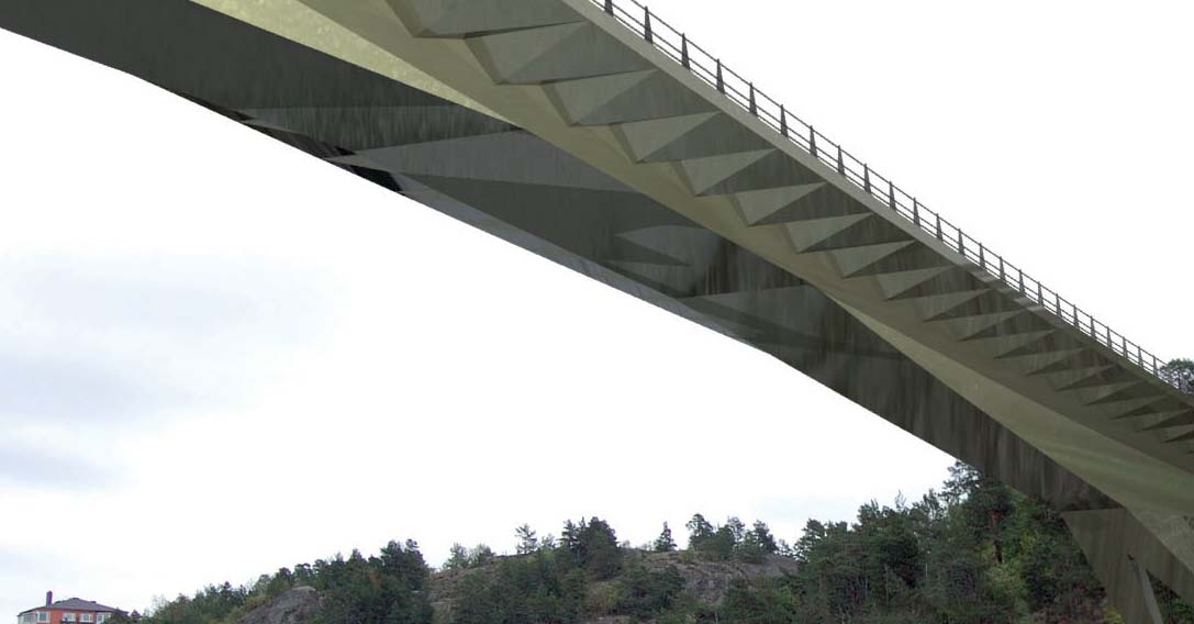 Ursprängt berg Betongfundament Fixerat stålfundament Återfyllt berg Betongfundament Stålben med längsgående fl änsar Återfyllnad Botten ursprängt berg däcksplåt underfl änsplåten på undersidan