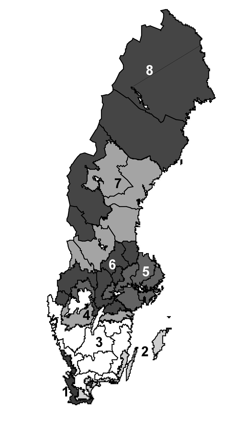 Tabell 2: Långtidsmedelvärden från mätningar i vattendrag inom olika produktionsområden (Carlsson m.fl. 2002) och beräkningar från Johnsson och Mårtensson (2002).