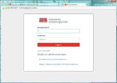 DEFA Beställningsportal - User Access för befintliga kunder Om ditt företag redan är kund till DEFA kan du använda en enklare process för att lägga till användare genom att fylla i information enligt