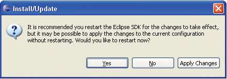 Efter att det är installerat så ska man starta om Eclipse.