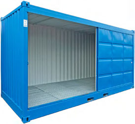 SJÖ/MATERIALCONTAINER Uppfyller reglerna i miljöbalken 1998:808 kap.2 Och 11 lagen (2010:1011) om brandfarliga och explosiva varor Tröskelhöjd 140 mm.