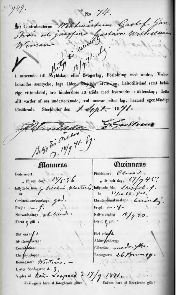 Jakob och Johannes Lysningsböcker, SE/SSA/0008/E II/8 (1863-1873) I kyrkoboken för lysta i Jacob och Johannes församling