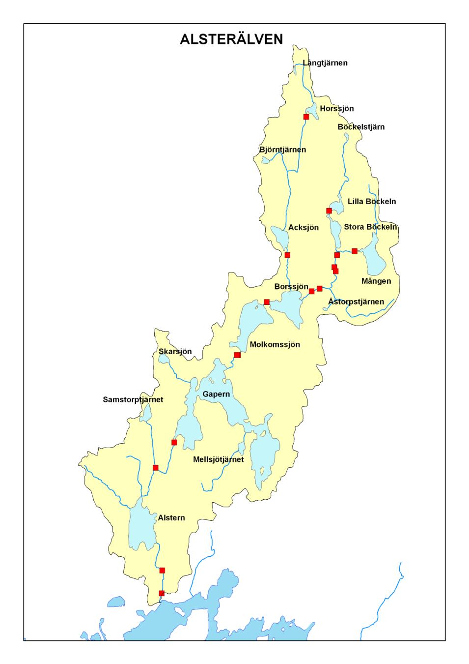 potential för ålproduktion (Fig. 1). I Alsterälvens mynning finns ett privatägt kraftverk som fram till 2008 saknade förbipassage för fisk och periodvis fastnade stora blankålar på Figur 1.