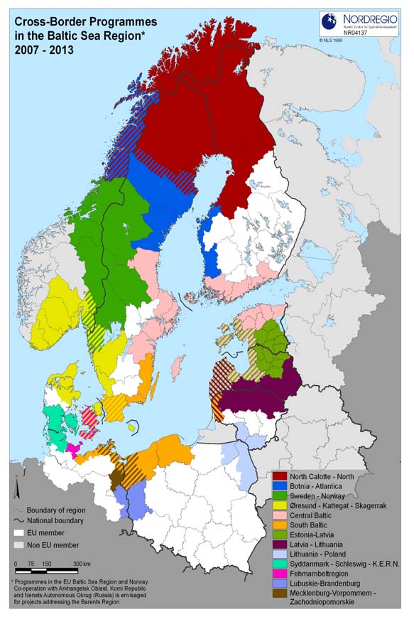 Territoriellt samarbete 2007-2013 2013 8,7 miljarder ur ERDF. 1) Gräns nsöverskridande, t ex Öresund-Kattegatt-Skagerak (se karta).
