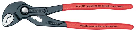 Kraftavbitare 238:- 215:- Motortång Knipex Smartgrip. Av kromvanadinstål. Med automatisk låsning av käftarna när skänklarna kläms åt. Räfflade alligatorkäftar med patenterat rörgrepp.