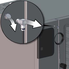 4 Gör enligt följande vid tillagning: Dra ut och förvara extern kärntemperatursensor eller Sous-Vide-sensor 1. Öppna aggregatdörren. 2.