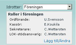 Lägg till rollen ordförande på rätt person Föreningen kan bara ha en ordförande registrerad så börja därför med att se om någon ordförande finns registrerad.