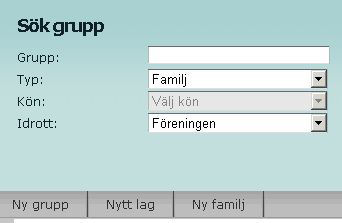 Familjer Familj finner du under fliken Grupper. Klicka på rullisten Typ. Se alla upplagda familjer Välj Familj och därefter klicka på Sök.