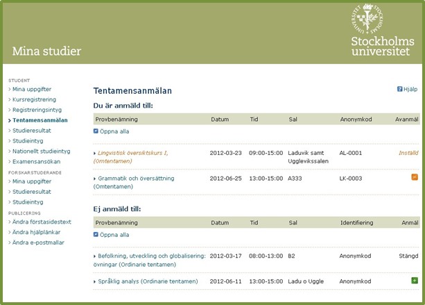 Webbregistrering Sedan H11 är det obligatoriskt med webbregistrering enligt förvaltningschefens beslut, april 2010, Direktrapportering inom studieadministration, en del av Översynsprojektet.