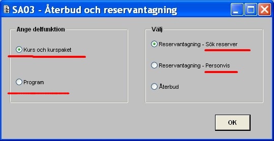 Reservantagning SA03 - OBS!