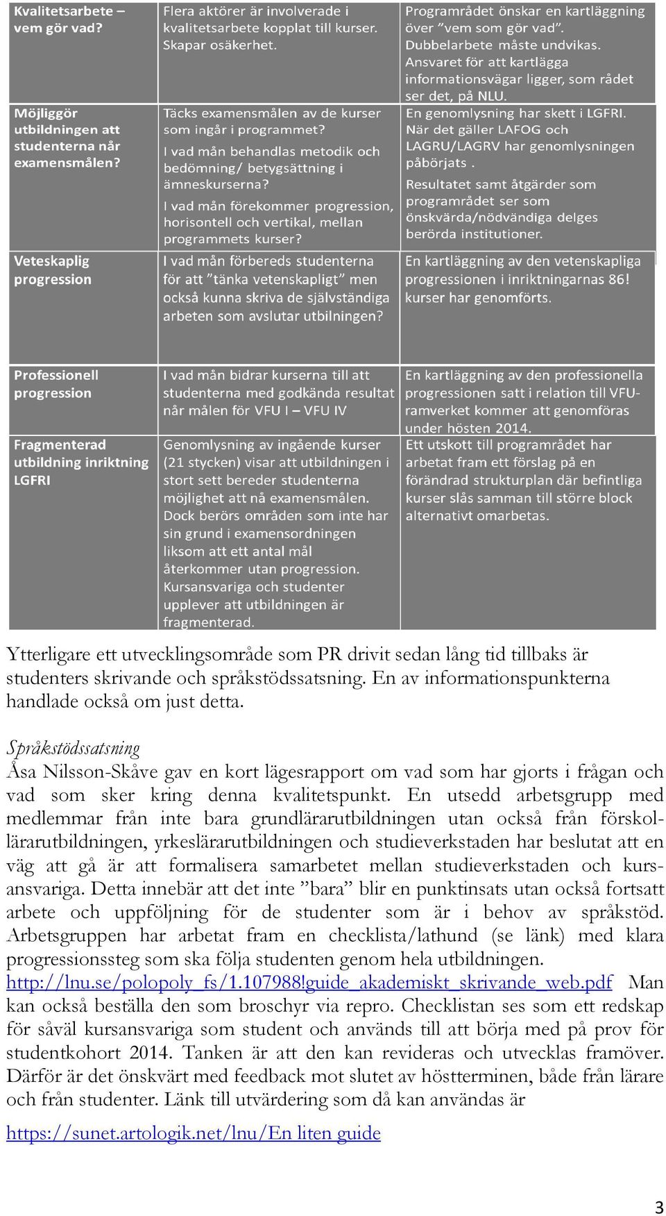 En utsedd arbetsgrupp med medlemmar från inte bara grundlärarutbildningen utan också från förskollärarutbildningen, yrkeslärarutbildningen och studieverkstaden har beslutat att en väg att gå är att