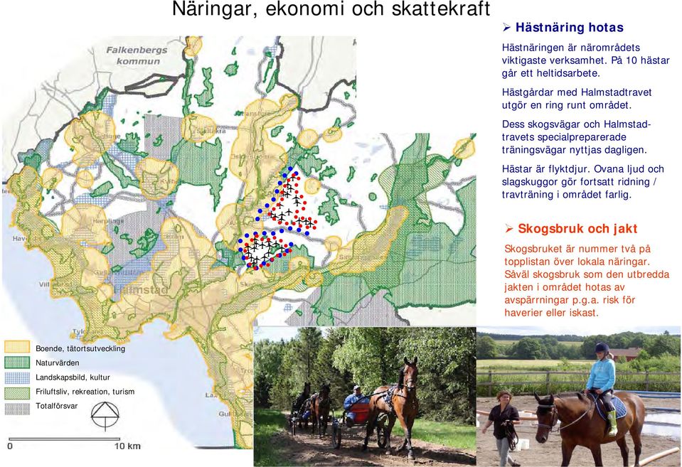 Boende, tätortsutveckling Naturvärden Landskapsbild, kultur Friluftsliv, rekreation, turism Totalförsvar Skogsbruk och jakt Skogsbruket är nummer två på topplistan över lokala näringar.